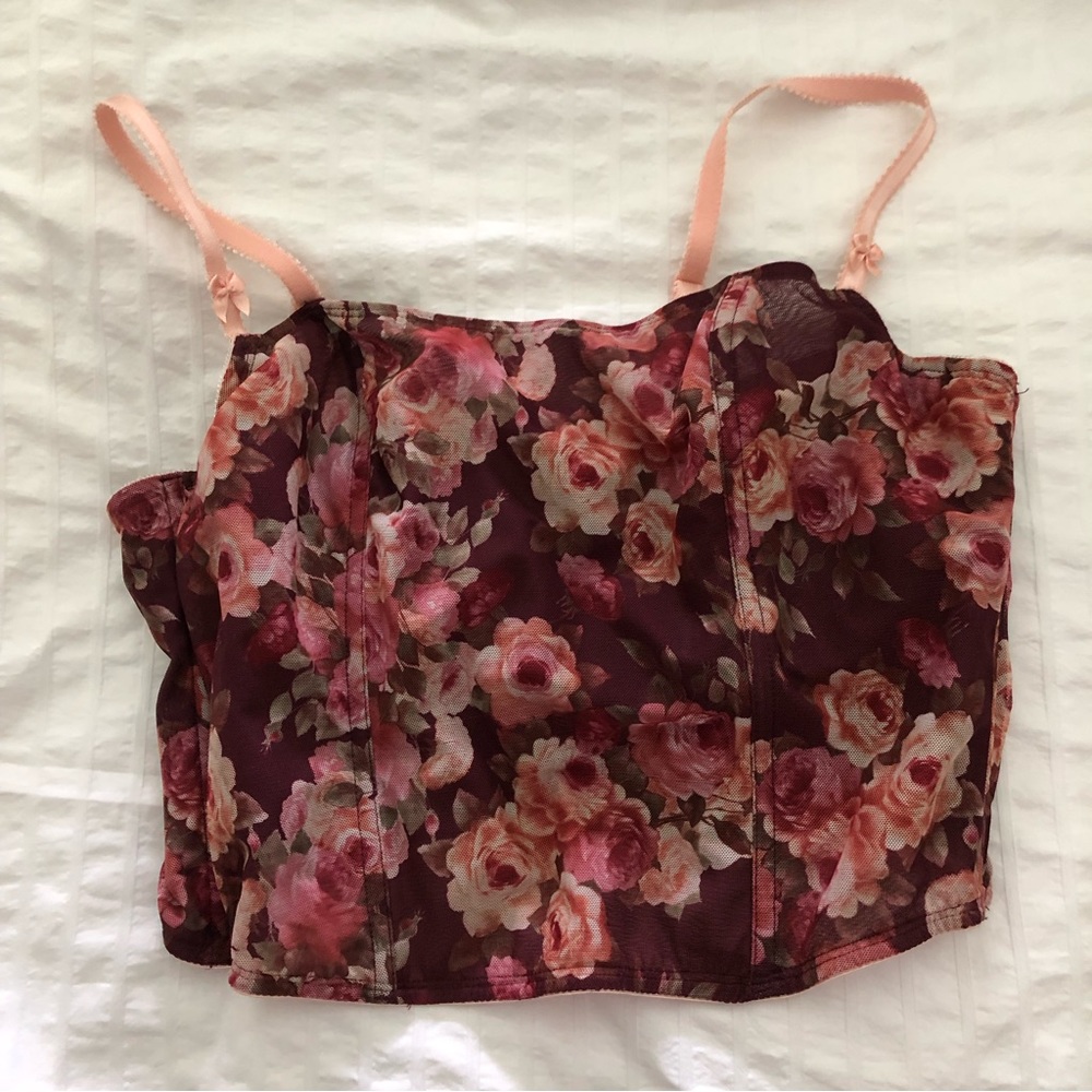 Vintage 90’s rose pattern bustier by Vie.